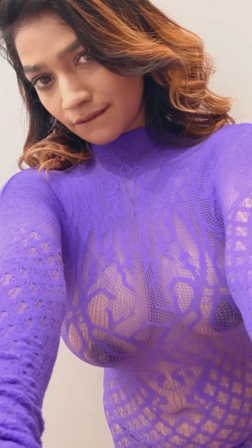Image of Lavanya Manickam Nipple Slip in See-Through Purple Dress Nude Pics Set