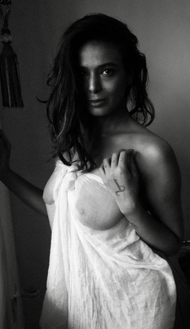 Image of Stunning Desi Model Flaunts Her Nude Boobs in a See-Through Top Pics