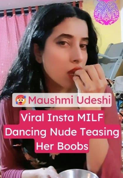 Desi MILF Maushmi Udeshi Nude Dancing and Teasing Her Big Boobs in Fluffy Robe
